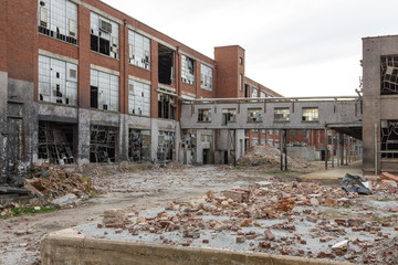 Leftover remnants of an abandoned red brick factory left to rot