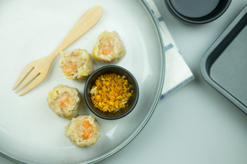 Chinese steamed shrimp dumplings.
