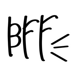 Hand drawn phrase BFF Best Friends Forever. Vector hand written lettering Illustration. Lettering design. Black ink on white isolated background