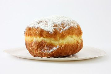 donut on plate isolated on white background