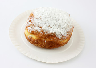 donut on plate isolated on white background