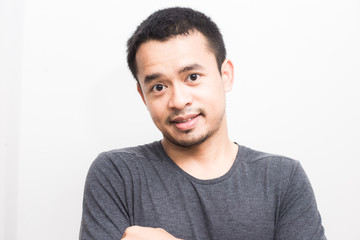 Fototapeta premium Portrait of smart asian men posting