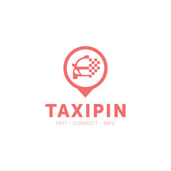 TAXI PIN DATA TRANSPORTATION ICON LOGO VECTOR DESIGN