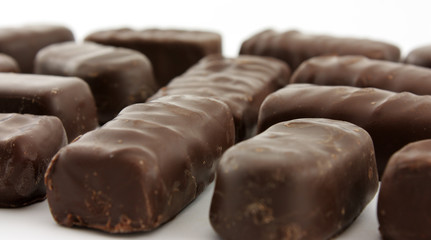 chocolate with nuts on white background