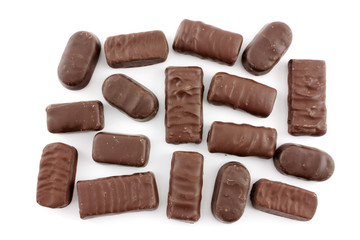 chocolate candies isolated on white background