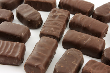 chocolate with nuts on white background