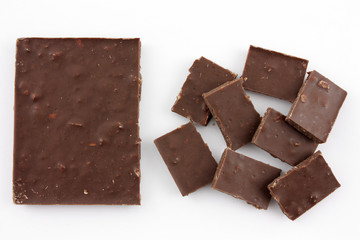 pieces of chocolate on white background