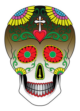 Art Sugar Skull Day of the dead. Hand drawing and make graphic vector.