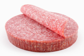 salami isolated on white background