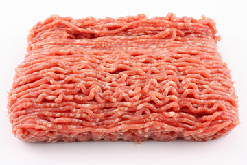 raw minced beef isolated on white background