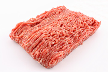 raw ground beef isolated on white background