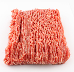 raw minced meat on white background