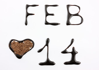 February 14 text made from chocolate