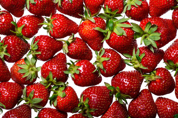 Strawberry nature fruit on white background top view