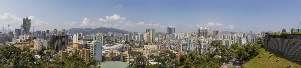 Fototapeta premium Macau, China - Portuguese colony until 1999, Unesco World Heritage site, Macau has many landmarks from the colonial period, and an impressive contemporary architecture. Here it's wonderful skyline