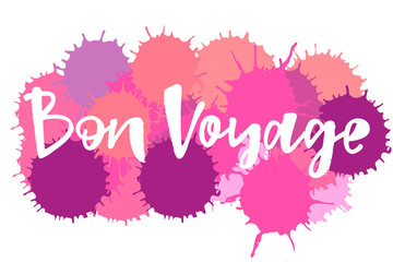Bon VBon Voyage hand lettering text. Сan be used in the design of banners, posters, postcards, stickers, badges