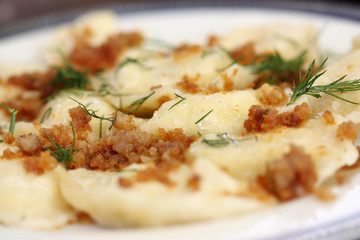 Dumplings with potatoes and bacon