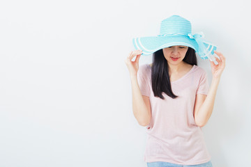 Happy asian woman wearing summer fashion