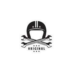 Retro helmet logo design vector template