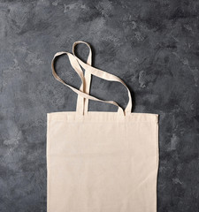 Reusable cotton bag flat lay, space for text, eco-friendly shopping, zero waste concept and...
