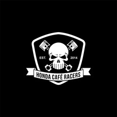 cafe recers with skull and piston logo inspiration