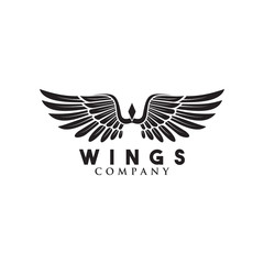 Wings logo design with initial W letter vector template