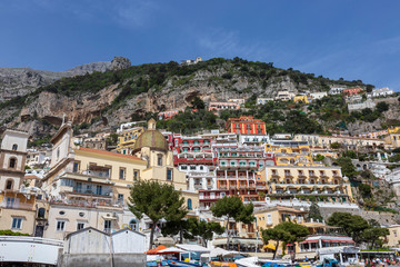 Fototapeta na wymiar View of Amalfi Coast from a boat.