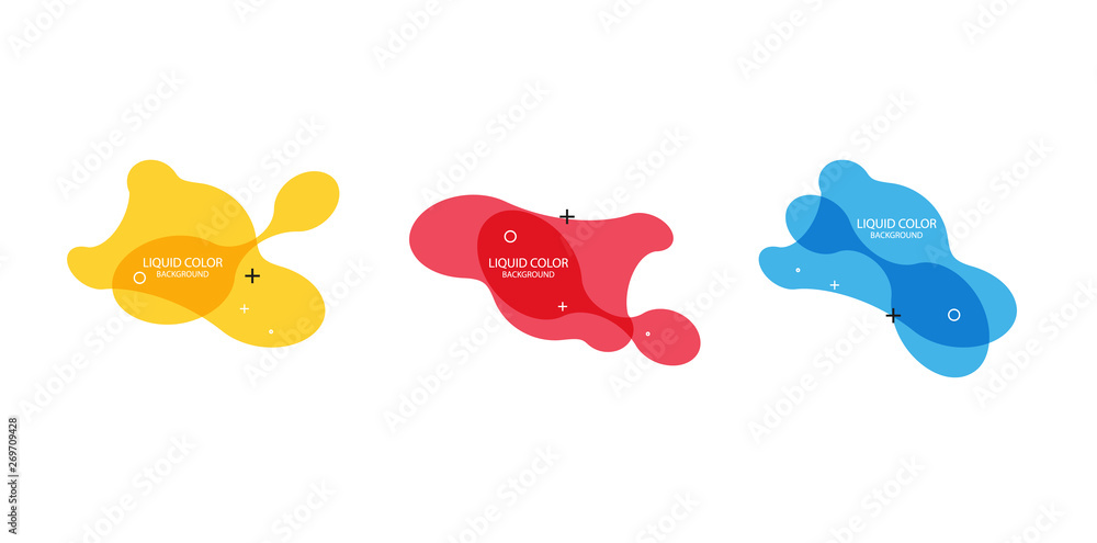 Aufkleber modern abstract vector banner set. flat geometric liquid form with various colors. modern vector tem