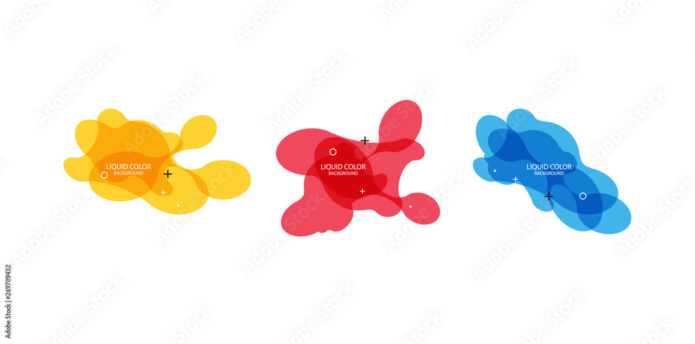 Poster modern abstract vector banner set. flat geometric liquid form with various colors. modern vector tem