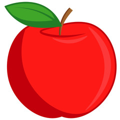Red ripe Apple. Vector illustration on the theme of fruit and food.