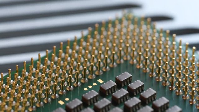 Detail of cpu computer processor over aluminum heatsink