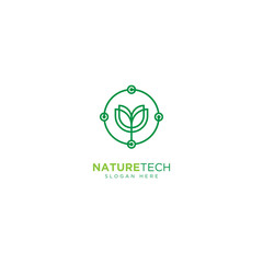 Nature Technology Line Outline Monoline Logo Design Vector