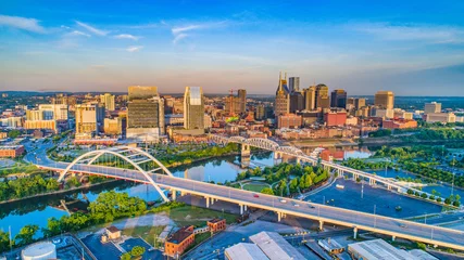 Foto op Plexiglas Verenigde Staten Downtown Nashville, Tennessee, USA Aerial