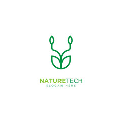 Fototapeta premium Nature Technology Line Outline Monoline Logo Design Vector