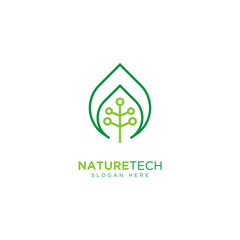 Nature Technology Line Outline Monoline Logo Design Vector