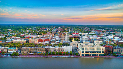 Fototapeta na wymiar Downtown Savannah Georgia Skyline Aerial