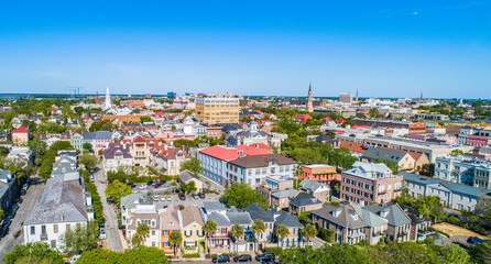 Obraz premium Śródmieście Charleston South Carolina Skyline Aerial