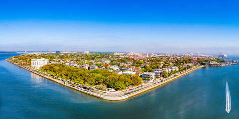 Obraz premium Charleston South Carolina Battery Aerial Panorama