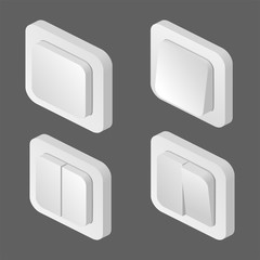 Set switch toggle button isometric icon vector illustration