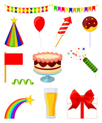 13 colorful cartoon party elements set