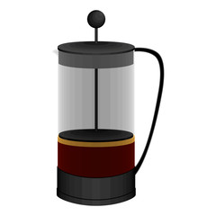 Isolated french press coffee maker image - Vector