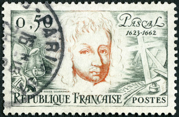 FRANCE - 1962: shows Blaise Pascal (1623-1662), mathematician, physicist
