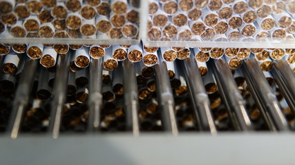 Cigarettes production line in a tobacco factory