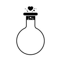 Boiling flask with heart icon on white background - Vector