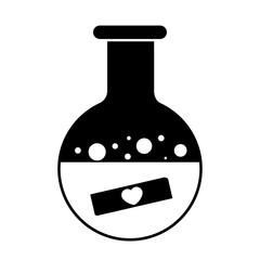 Boiling flask with heart icon on white background - Vector