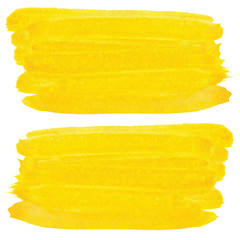 Naklejka na ściany i meble Watercolor yellow stain stripe isolated on white background