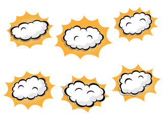 blank speech bubble with halftone dots