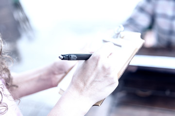 Detail of Notepad to write the orders of the Coffee bakery shop
