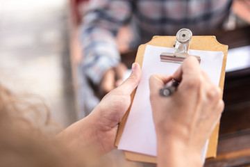 Detail of Notepad to write the orders of the Coffee bakery shop