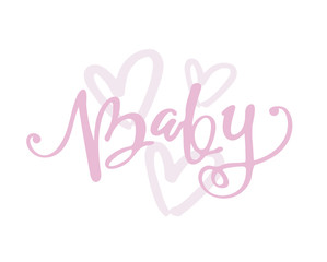 Fototapeta na wymiar Baby - cute hand drawn doodle lettering poster banner art